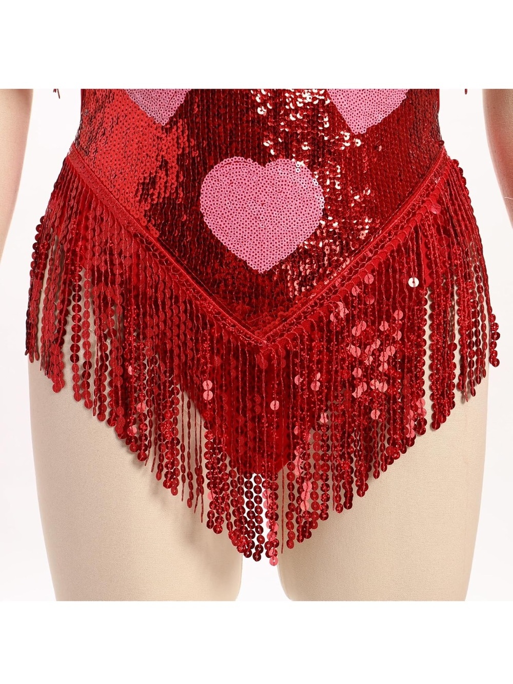 WEMEK Sequin Sparkle Stars Fringes Bodysuit Leotard Rave Outfit for Women - Picture 6 of 15